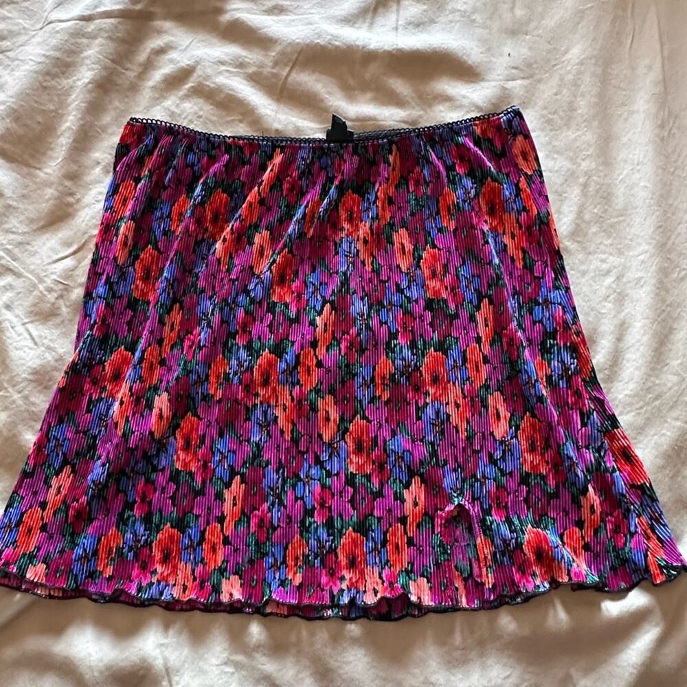 Y2K Inspired Boho Floral Mini Skirt | Sheer Overlay | Indie Festival Aesthetic